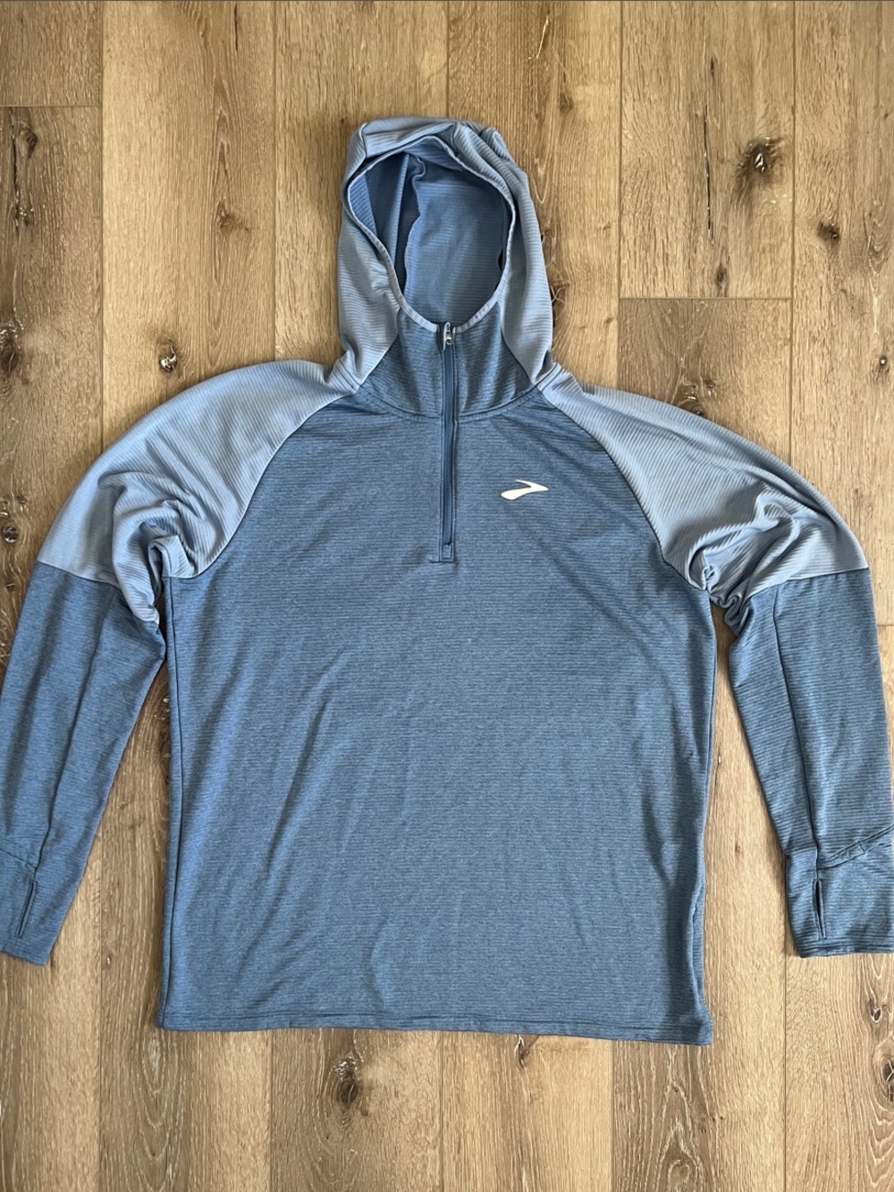 Brooks - Two-Tone Blue Running Hooded Half-Zip Pullover, Great Condition!